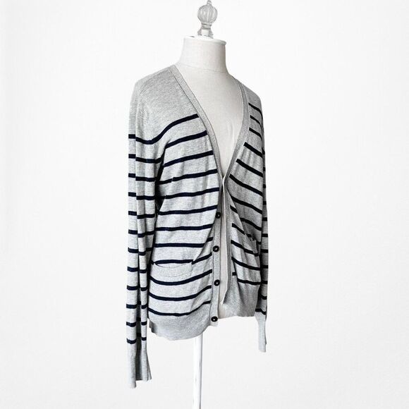 Vintage Y2K American Eagle Outfitters Gray Striped Button Down Sweater Size S - Picture 4 of 6